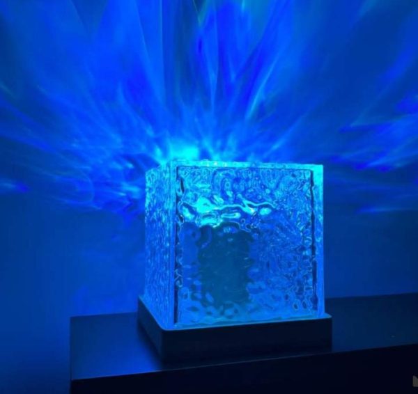 Dynamic Rotating Water Ripple Night Light Crystal Lamp