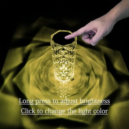 Diamond Rose Crystal Lamp