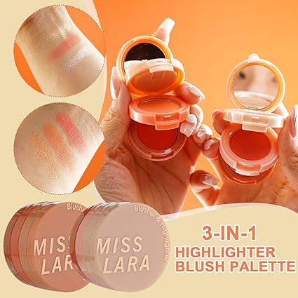 3 In 1 Matte Highlighter Blush Palette