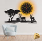3d Clock With Light Dear Wooden Wall Clock