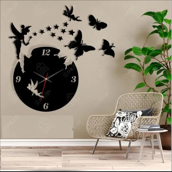 3d Wooden Butterfly Wall Clock With Light