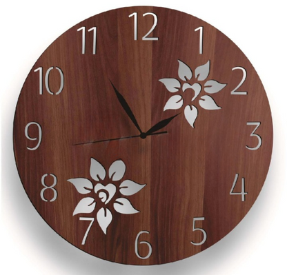 3d Wooden Flower Cut Wall Clock