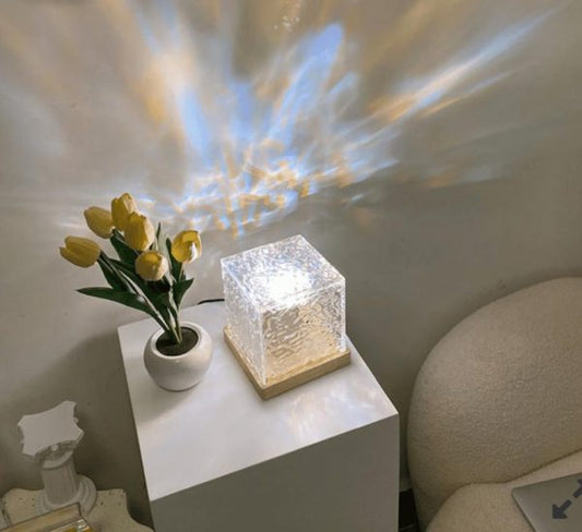 Dynamic Rotating Water Ripple Night Light  Crystal Lamp